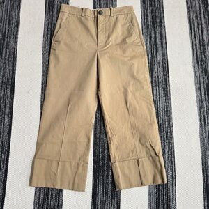 Zara Pants‎ Women's Wide Leg Tap Khaki Crop Beige Pants Size M